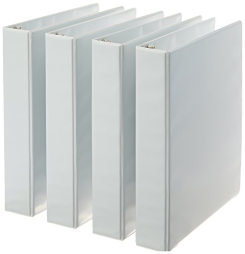 Product Cover AmazonBasics 3-Ring Binder, 1.5 Inch Rings - 4-Pack (White)
