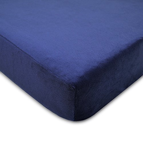 Product Cover TL Care Heavenly Soft Chenille Fitted Crib Sheet for Standard Crib and Toddler Mattresses, Navy,28 x 52, for Boys
