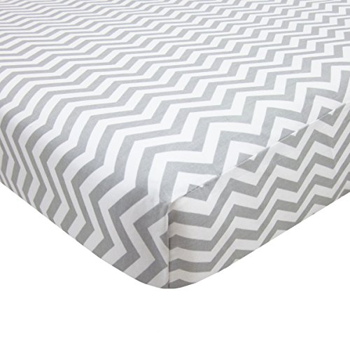 Product Cover TL Care 100% Natural Cotton Percale Fitted Mini Crib Sheet, Gray Zig Zag, 24 x 38, Soft Breathable, for Boys and Girls