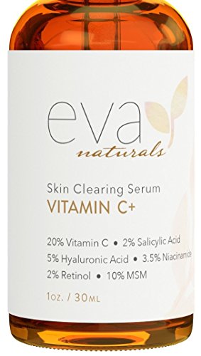 Product Cover Vitamin C Serum Plus 2% Retinol, 3.5% Niacinamide, 5% Hyaluronic Acid, 2% Salicylic Acid, 10% MSM, 20% Vitamin C - Skin Clearing Serum - Anti-Aging Skin Repair, Supercharged Face Serum (1 oz)