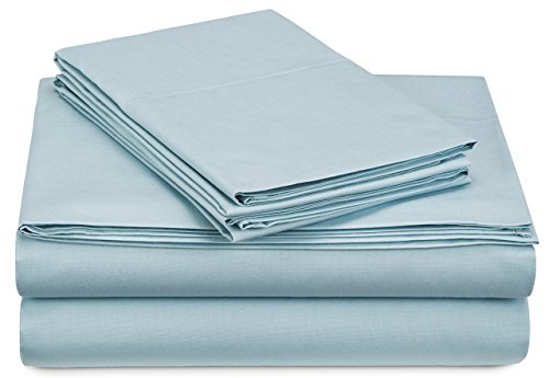 Product Cover Pinzon 300 Thread Count Percale Cotton Sheet Set - Queen, Spa Blue