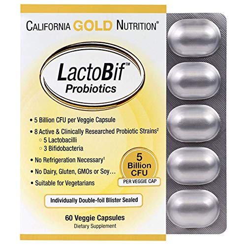 Product Cover California Gold Nutrition LactoBif Probiotics 5 Billion CFU 60 Veggie Caps, Milk-Free, Fish Free, Gluten-Free, Peanut Free, Salt-Free, Soy-Free, Sugar-Free, Vegetarian, Wheat-Free, Yeast-Free, CGN