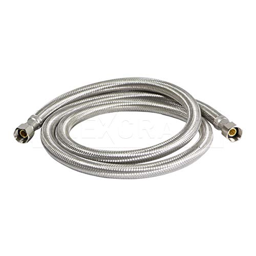 Product Cover FlexCraft 2662-NL, Ice Maker Supply Line, Connects Ice Maker to Water Supply, Ice Maker Hose With 1/4 in Fittings On Both Ends, Braided Stainless Steel 2 Ft
