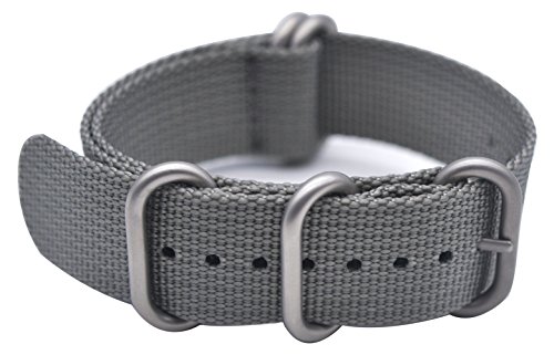 Product Cover ArtStyle Watch Band with 1.5mm Thickness Quality Nylon Strap and Heavy Duty Brushed Buckle (Grey, 22mm)