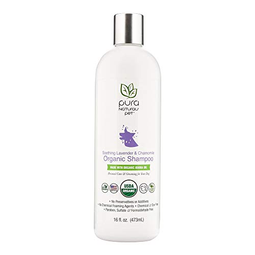 Product Cover Pura Naturals Pet - Soothing Lavender and Chamomile Organic Shampoo, Natural Itch Relief, No Harsh Ingredients, Eco-Friendly (16 Ounce)