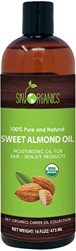 Product Cover Sweet Almond Oil by Sky Organics (16oz Large Bottle) 100% Pure, Cold-Pressed, Organic Almond Oil. Great As Baby Oil- Anti- Wrinkles- Anti-Aging. Almond Oil- Carrier Oil for Massage & Bath