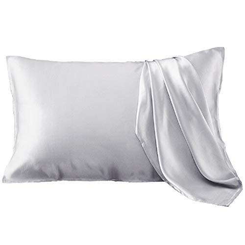 Product Cover YANIBEST Silk Pillowcase for Hair and Skin - 600 Thread Count 100% Mulberry Silk Bed Pillowcase with Hidden Zipper, Queen Size Pillow Cases Grey