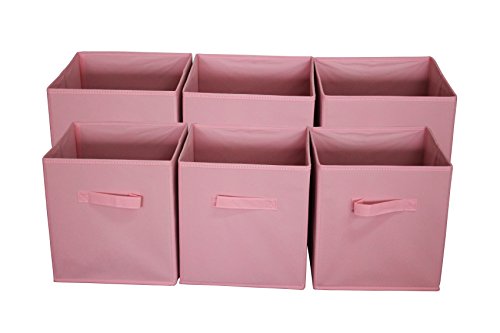 Product Cover Sodynee FBA_SCB6PI Foldable Cloth Storage Cube Basket Bins Organizer Containers Drawers, 6 Pack, 11 x 10.5 x 10.5 in, New Pink