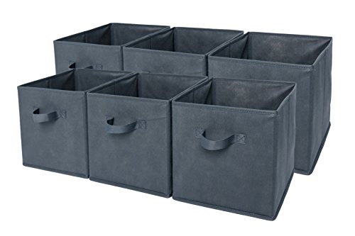 Product Cover Sodynee Foldable Cloth Storage Cube Basket Bins Organizer Containers Drawers, 6 Pack, Grey