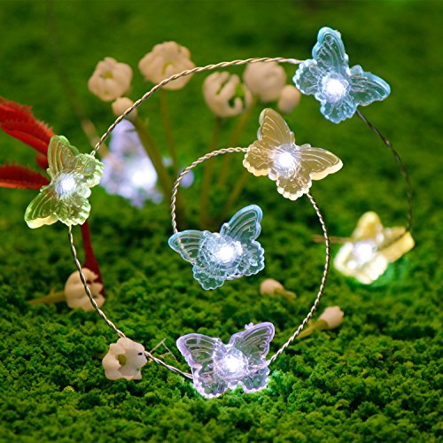 Product Cover Summer Wedding Twinkle Lighting, Butterfly String Lights 10 ft Silver Wire 40 LEDs with Remote for Indoor, Covered Outdoor, Holiday Parties, Pub, Bar, House, Garden, Patio Plants Shelf Decorative