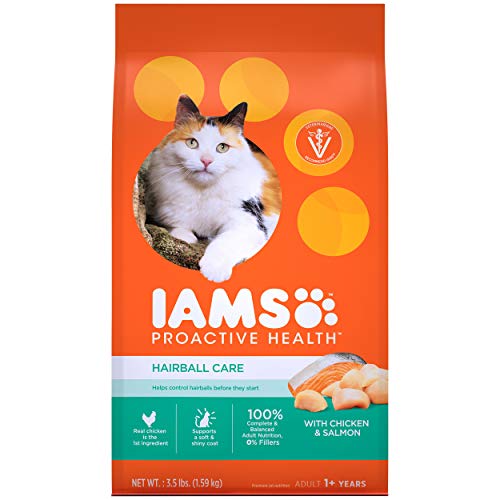 Product Cover Iams Proactive Health Adult Hairball Care Dry Cat Food With Chicken And Salmon, 3.5 Lb. Bag