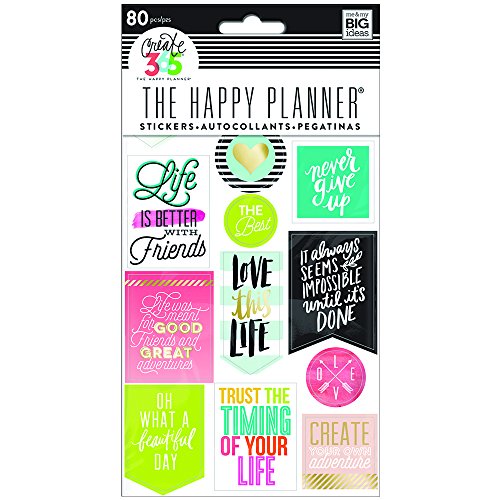 Product Cover me & my BIG ideas Life Quotes Stickers - The Happy Planner Scrapbooking Supplies - Multi-Color & Gold Foil - Great for Projects, Scrapbooks & Albums - 5 Sheets, 80 Stickers Total