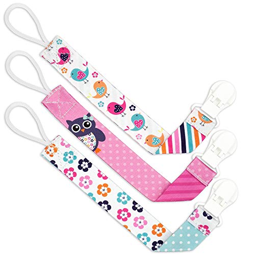 Product Cover Liname Pacifier Clip for Girls - 3 Pack Gift Packaging - Premium Quality & Unique Design - Pacifier Clips Fit All Pacifiers & Soothers - Perfect Baby Gift