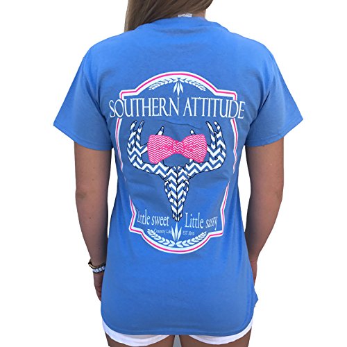 Product Cover Southern Attitude Sassy Chevron Deer Bow Tie Carolina Blue Short Sleeve Shirt