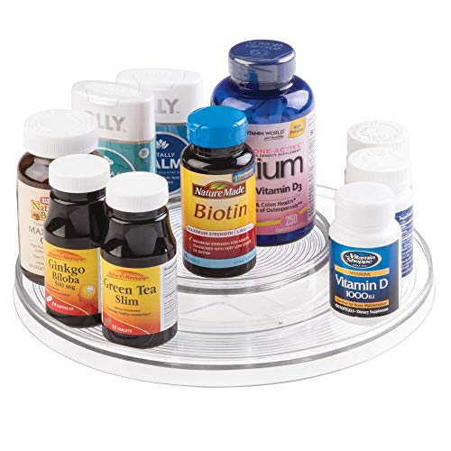 Product Cover mDesign Spinning 2-Tier Lazy Susan Turntable Storage Bin - Rotating Organizer for Vitamins, Supplements, Serums, Essential Oils, Medical Supplies, First Aid Supplies - 11.5