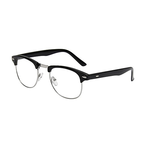 Product Cover Shiratori New Vintage Fashion Half Frame Semi-Rimless Clear Lens Glasses black
