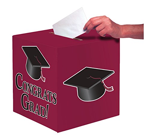 Product Cover Creative Converting Congrats Grad Card Holder Box, Burgundy