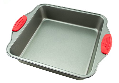 Product Cover Cake Pan | Non-Stick Steel 8-Inch Square Baking Pan by Boxiki Kitchen | Durable, Convenient, Premium Quality No-Stick Baking Mold Cookware | Brownie Pan 8