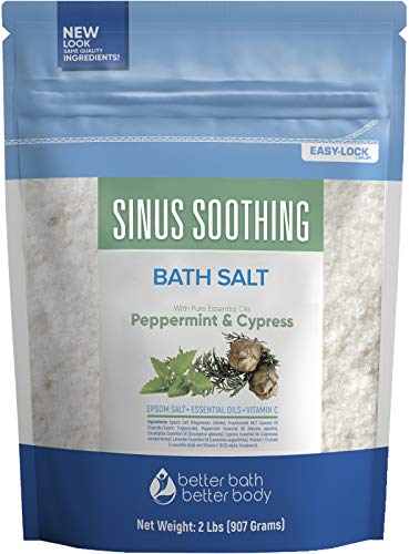 Product Cover Sinus Soothing Bath Salt 32 Ounces Epsom Salt with Peppermint, Eucalyptus, Cypress and Lavender Essential Oils Plus Vitamin C and All Natural Ingredients