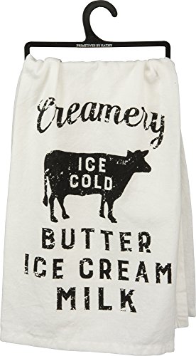 Product Cover Primitives by Kathy Creamery Ice Cold Butter Ice Cream Milk Cotton Kitchen Towel -28-in