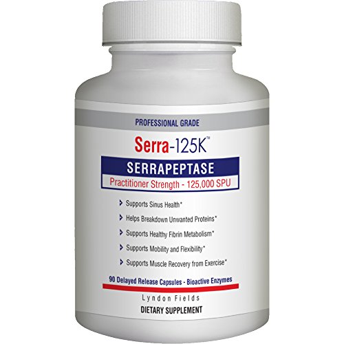 Product Cover New Serra-125k Serrapeptase Enzyme 125,000 SPU Per Capsule - 90 High Potency Delayed Release Caps, Up to 6X More Potent Than Other Serrapaptase - Extra Strength Non-GMO, Gluten Free, Vegan