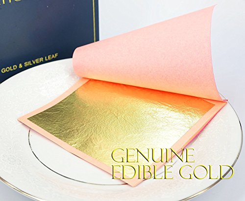 Product Cover Edible Genuine Gold Leaf Sheets by Barnabas Blattgold, 10 Sheets (Loose Leaf), 3 1/8 inches Booklet, Professional Quality