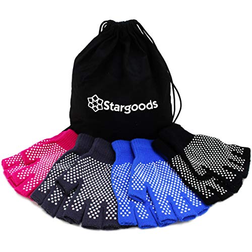 Product Cover Stargoods Yoga Gloves Non Slip Fitness Grip, Fingerless Pilates Glove for Training Workout, Pack of 4 Pairs