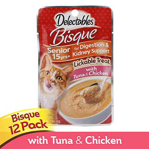 Product Cover Delectables Bisque Senior Lickable Wet Cat Treats - Tuna & Chicken, 15 years (Pack of 12)