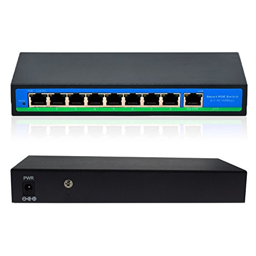 Product Cover ANVISION 9-Port Ethernet Switch with 8 Ports POE + 1 Uplink, 10/100Mbps IEEE802.3af/at 120W