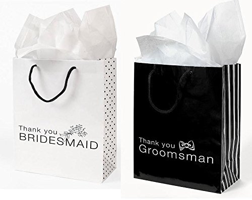 Product Cover 12 Pc Wedding party Gift Bag Assortment - Includes 6 Bridesmaid 6 Groomsman (MIXED)