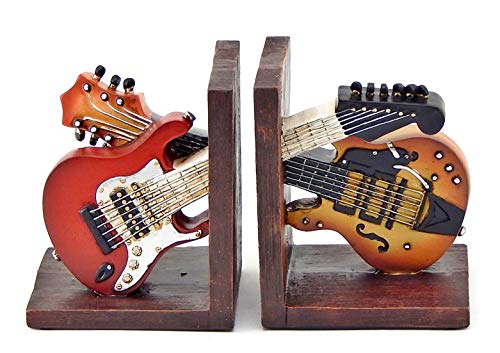 Product Cover Bellaa 26249 Bookends Vintage Guitar Music Books Holder Gifts 6 Inch