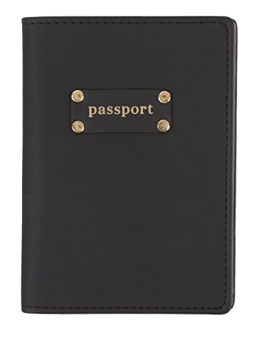 Product Cover Eccolo Travel Passport Faux Leather Cover Case with Storage Pocket (Black Plaque)