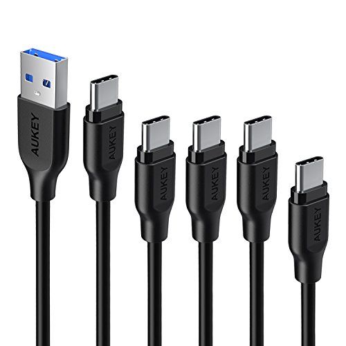 Product Cover AUKEY USB C Cable 3.0, [5 Pack, 3ft x3 6ft 1ft] USB Type C Cable Fast Charge & Super-Speed Data Transfer for Samsung Galaxy S9 Note 8 S8 S8+, LG V30 V20 G6 G5, HTC U11/10