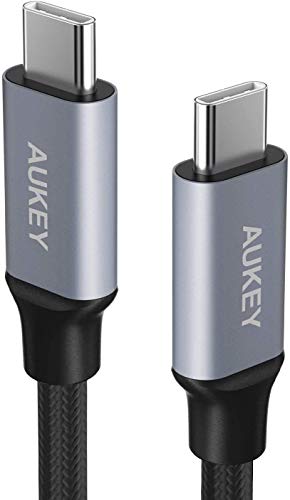 Product Cover AUKEY USB C to USB C Cable 3ft USB 2.0 Type C Cable 60W Fast Charge Braided Nylon Charging Cord for Samsung Galaxy Note 9 8 S10+ S10e Fold S9 S8+, Nexus 6P 5X, MacBook Pro, Nintendo Switch, and More