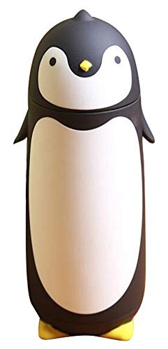 Product Cover ChezMax Penguin Cartoon Stainless Steel Thermos Water Bottle for Kids Water Bottle 9.5oz Balck