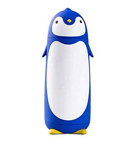 Product Cover ChezMax Penguin Cartoon Stainless Steel Thermos Water Bottle for Kids Water Bottle 9.5oz Blue