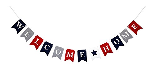 Product Cover Welcome Home Banner Bunting Laser Cut Felt 54 inches wide - Red, White, & Blue