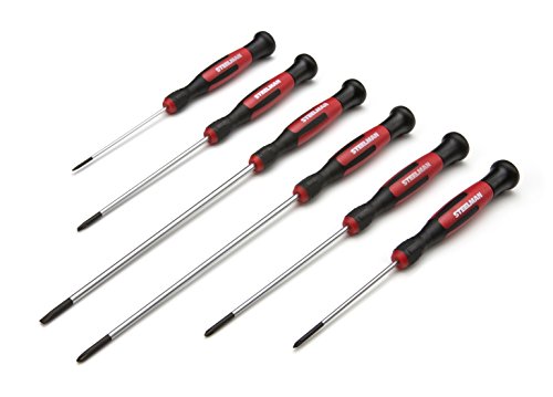 Product Cover Steelman Precision Steel Shaft 6-Piece Long Electronics Screwdriver Set, Variety of Slotted/Phillips Sizes, Swivel-Head, Magnetic Tips