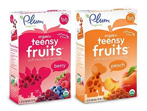 Product Cover Plum Organics Teensy Fruits Bundle: 1 Box each of Peach and Berry Soft Fruit Snacks