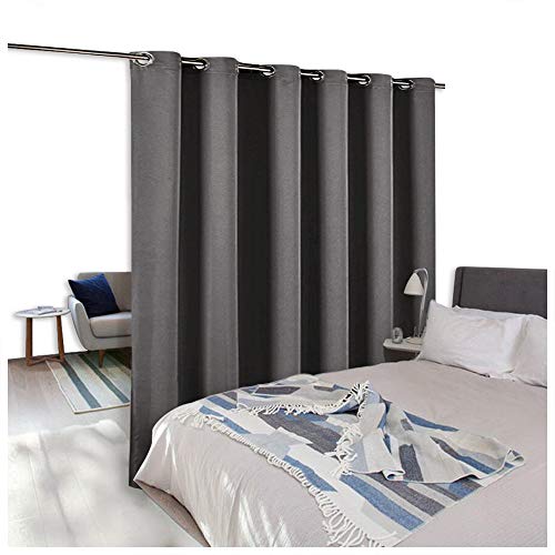 Product Cover NICETOWN Room Divider Curtain Screen Partitions, Premium Heavyweight Blackout Curtain Panel with Grommet Top for Shelves (1 Panel, 10ft Wide x 8ft Long, Grey)