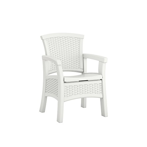 Product Cover Suncast Elements Dining Chair with Storage - Lightweight, Resin, All-Weather Outdoor Storage Chair - Wicker Patio Decor with Built in Storage Capacity up to 6.3 lbs. - White