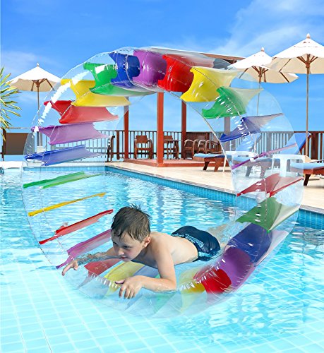 Product Cover Greenco Kids Colorful Inflatable Water Wheel Roller Float 52