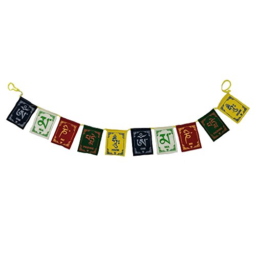 Product Cover Divya Mantra Tibetan Prayer Flags, Wind Outdoor Flags, Car Jewelry Decor Accessories Flag Decorations, Buddhist Items Om Mani Padme Hum Peace Sign Wall Flag, Hanging for Car/Bike 2.5 Ft - Multicolor
