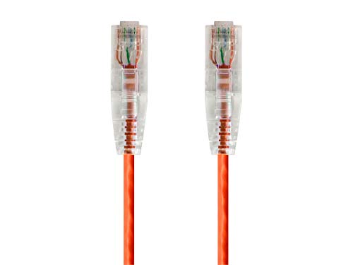 Product Cover Monoprice Cat6 Ethernet Patch Cable - 3 feet - Orange | Snagless RJ45 Stranded 550MHz UTP CMR Riser Rated Pure Bare Copper Wire 28AWG - SlimRun Series