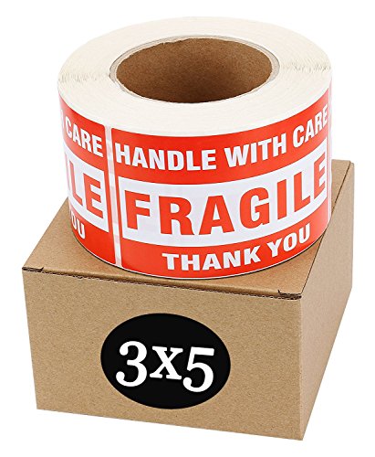 Product Cover SJPACK Fragile Stickers 3'' x 5'' 1 Roll 500 Labels Fragile - Handle with Care - Thank You Shipping Labels Stickers (500 Labels/Roll)