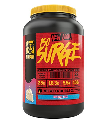 Product Cover Mutant ISO Surge Whey Protein Powder Acts FAST to Help Recover, Build Muscle, Bulk and Strength, Uses Only High Quality Ingredients, 1.6 lb - Birthday Cake