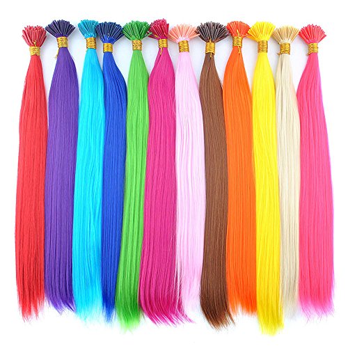 Product Cover DENIYA Light Pink Synthetic I Tip Keratin Fusion Hair Extensions for Children Mermaid Hair Accessories for Kids Hair Things for Girls (50 Strand for Light Pink)