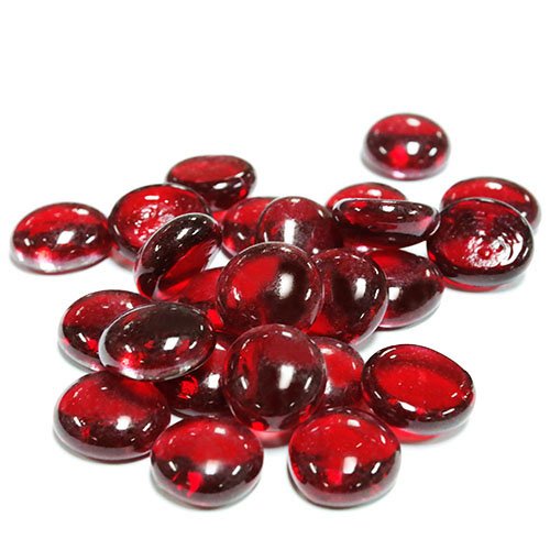 Product Cover CYS EXCEL Glass Vase Fillers (1 Pound- Approx. 100) Multiple Color Choices Flat Marbles, Stone Gem for Centerpieces, Decorative Glass Beads, Glass gems (Gem Stone Red, 1LB)