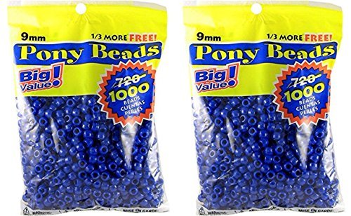 Product Cover DARICE 06121-2-03-2PK 06121-2-03 1000 Count Pony Beads, 9mm, Opaque Blue (2 Pack), Natural