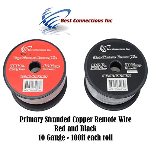 Product Cover Audiopipe 10 Gauge Wire RED & Black Power Ground 100 FT Each Primary Stranded Copper CLAD
